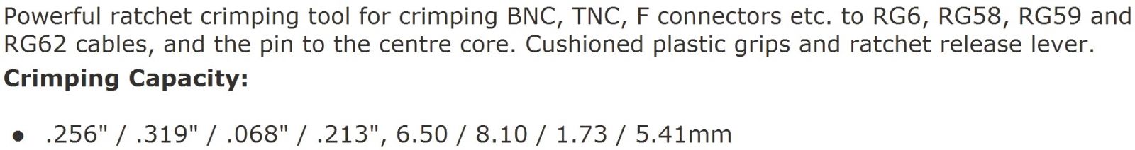 לוחץ מחברים לכבלים BNC SMA TNC RG58 RG59